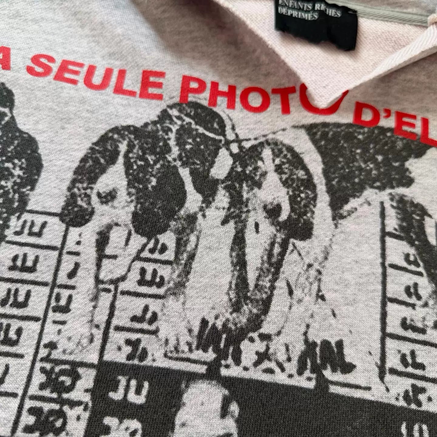 ERD Vintage Distressed Character Print Grey Pullover Hoodie