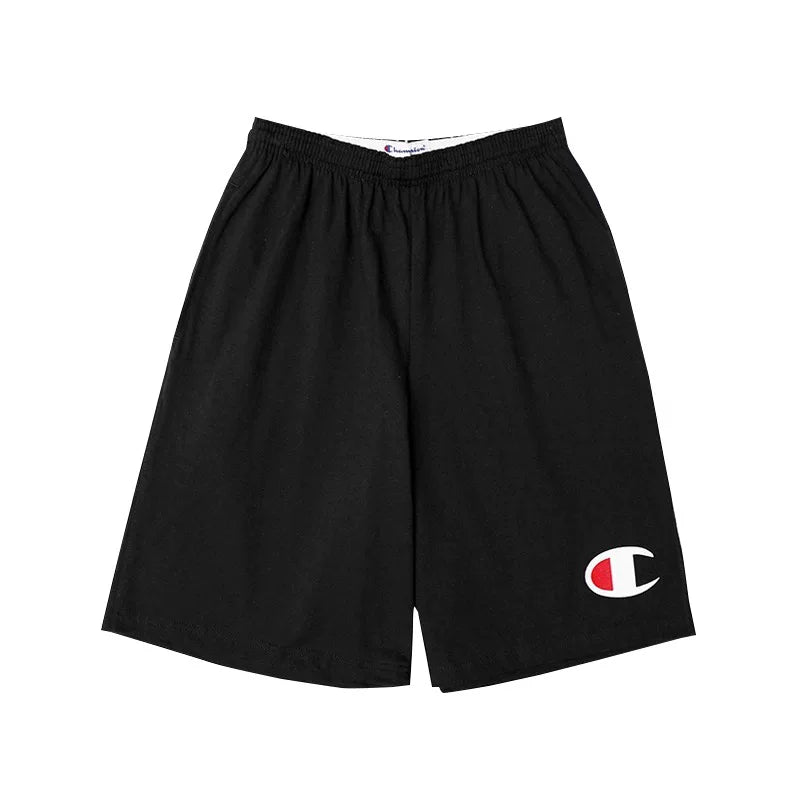 Champion Style Embroidered Cotton Mesh Relaxed Athletic Shorts
