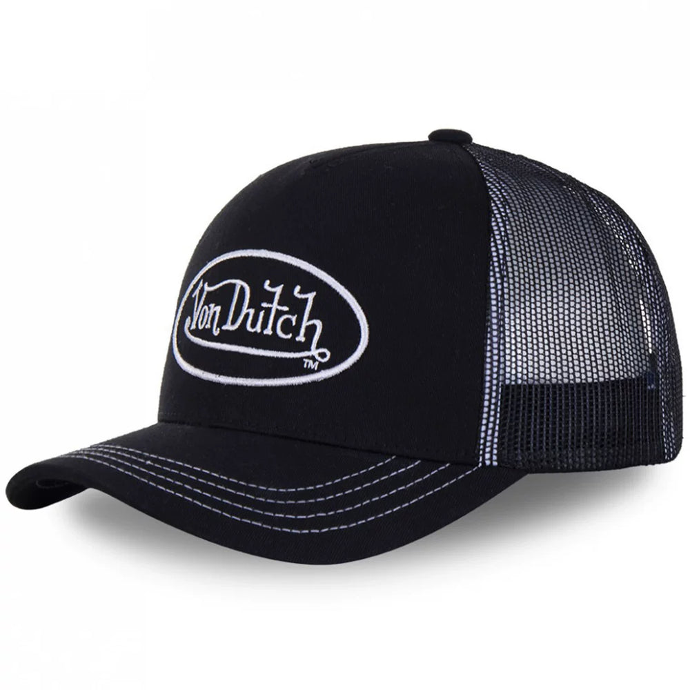 Von Dutch Vintage Letter Embroidered Mesh Trucker Hat