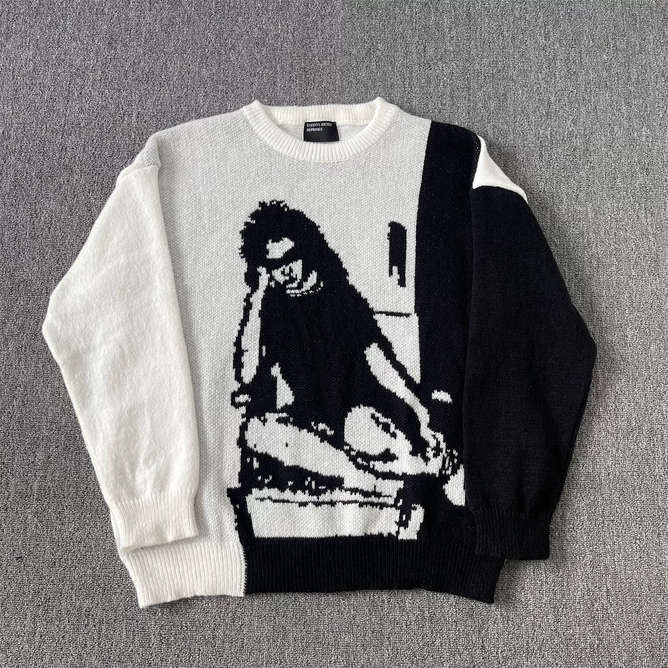 ERD melancholic rich second-generation Vintage Colorblock Portrait Knit Sweater