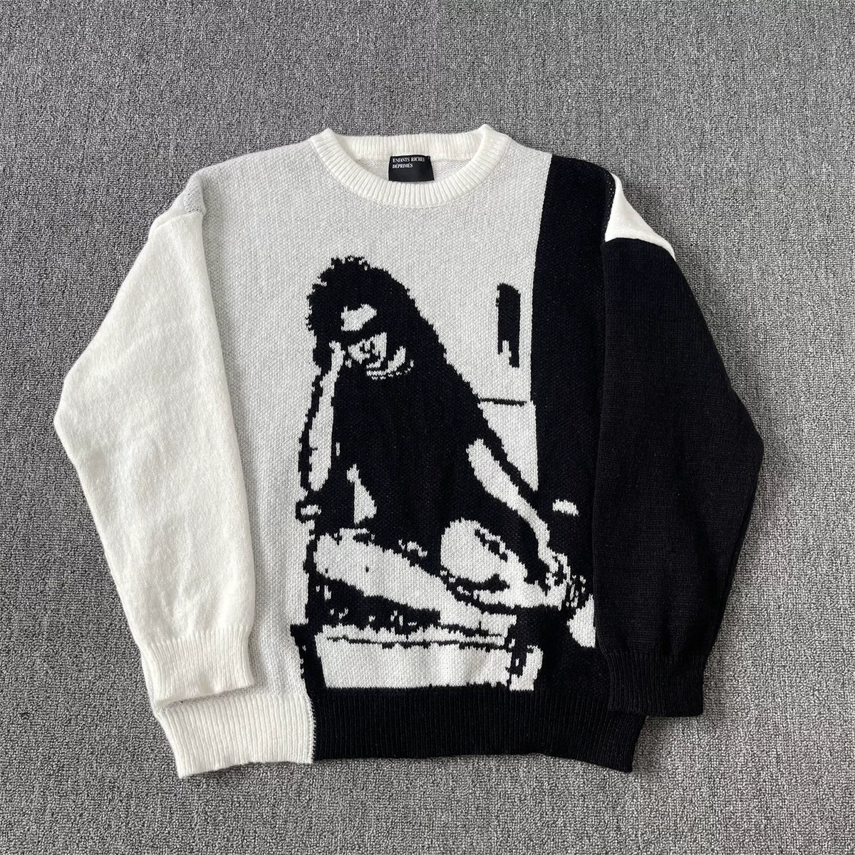 ERD melancholic rich second-generation Vintage Colorblock Portrait Knit Sweater