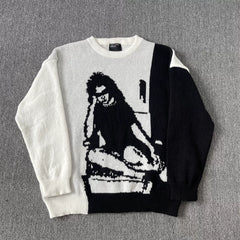 ERD melancholic rich second-generation Vintage Colorblock Portrait Knit Sweater