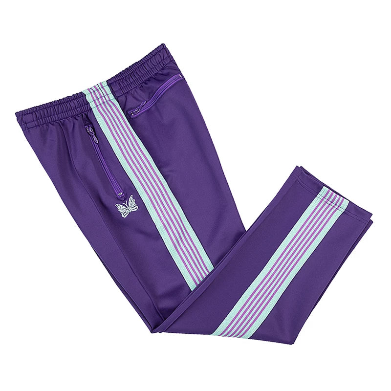 Needles Inspired Butterfly Embroidery Striped Straight Track Pants