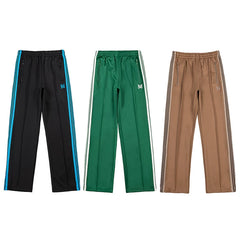 Needles Style Butterfly Embroidered Stripe Track Pants