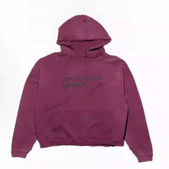 ERD Vintage Oversized Wine Red Graphic Fleece Hoodie