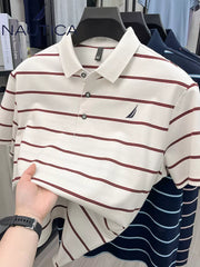 Nautica Style Striped Cotton Modal Polo Shirt