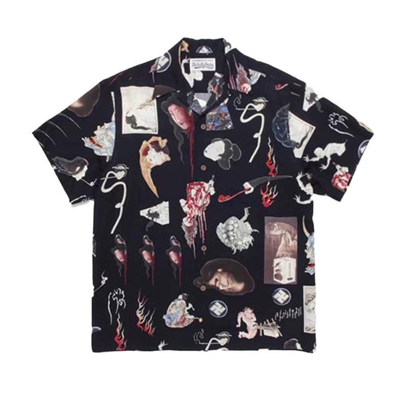 WACKO MARIA Basquiat Graphic Cuban Collar Shirt