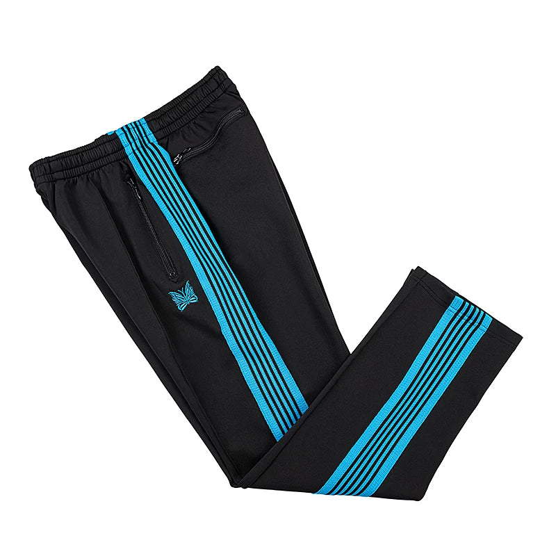 Needles Inspired Butterfly Embroidery Striped Straight Track Pants