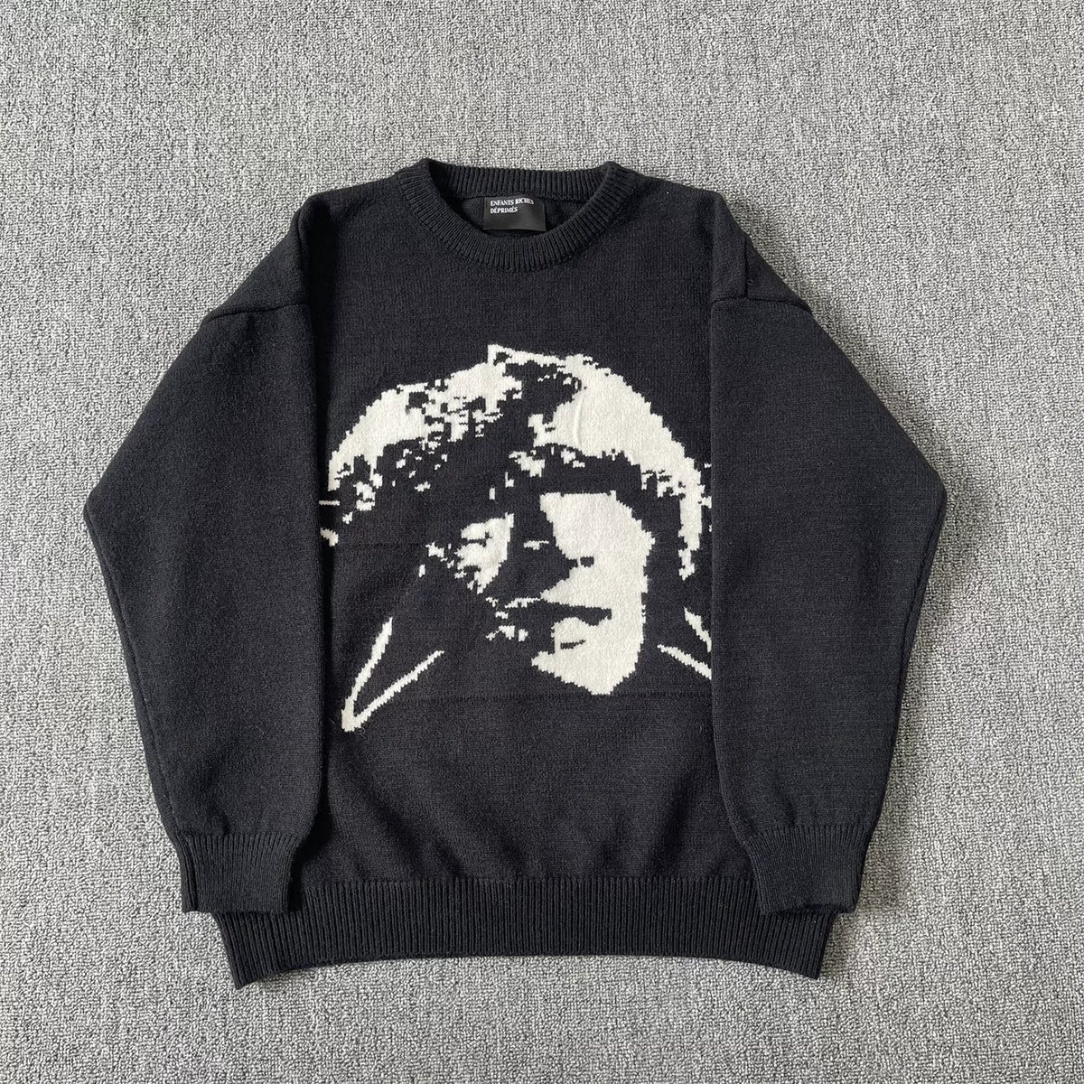 ERD melancholic Gothic Pentagram Portrait Crewneck Knit Sweater