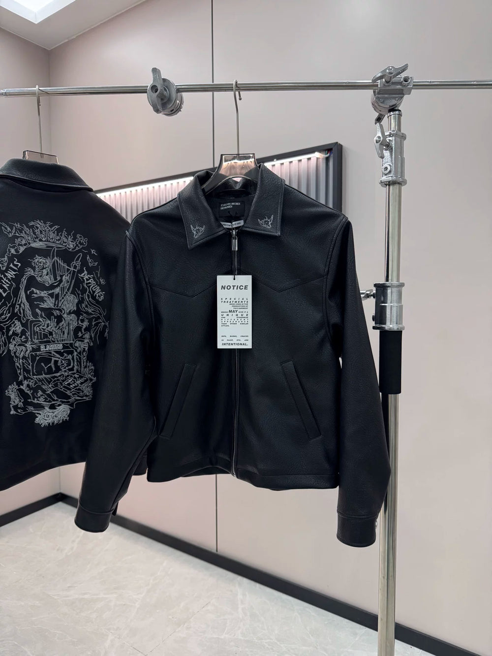 ERD Inspired Heavy Embroidery PU Leather Biker Jacket