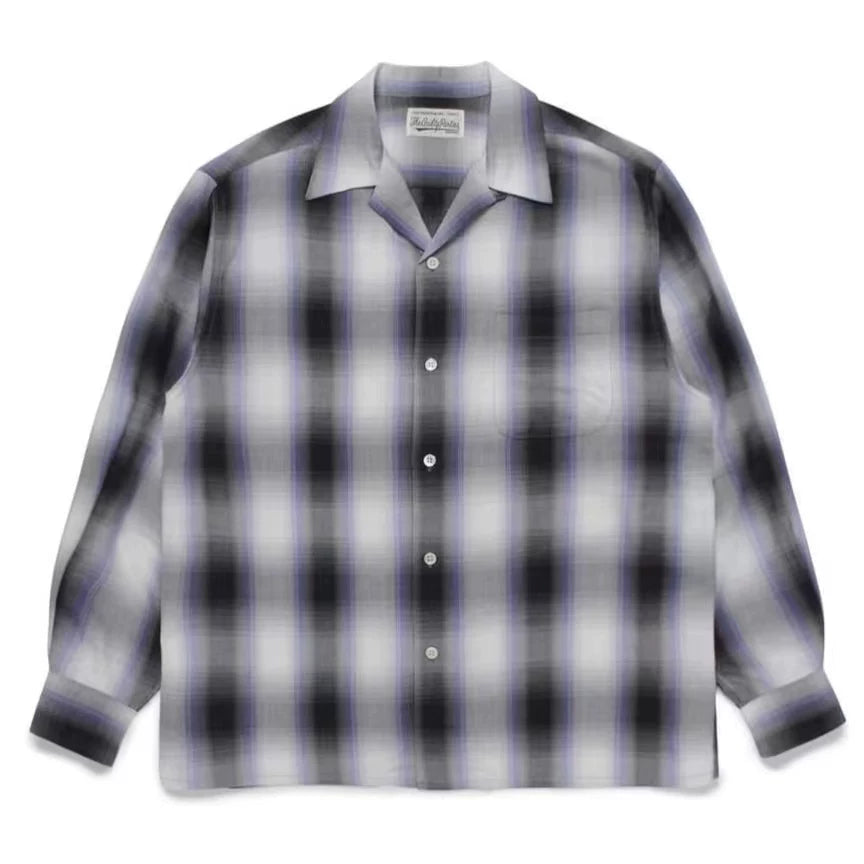 WACKO MARIA Check Open Collar Long Sleeve Shirt