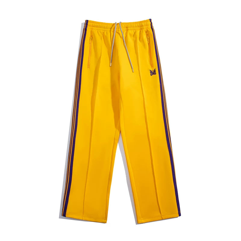 Needles Style Butterfly Embroidered Stripe Track Pants
