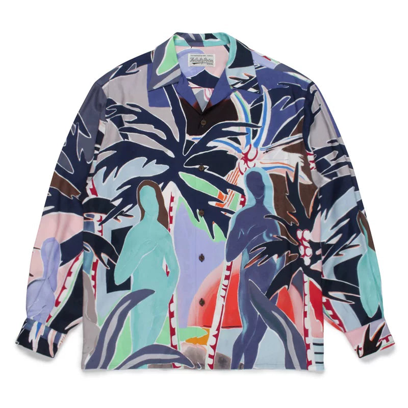 WACKO MARIA Check Open Collar Long Sleeve Shirt