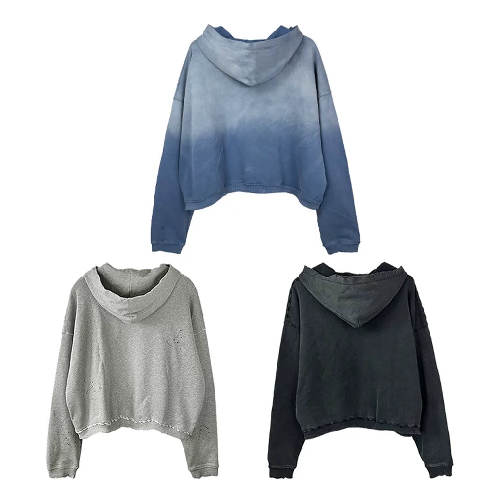 ERD's melancholic Distressed Oversized Logo Pullover Hoodie