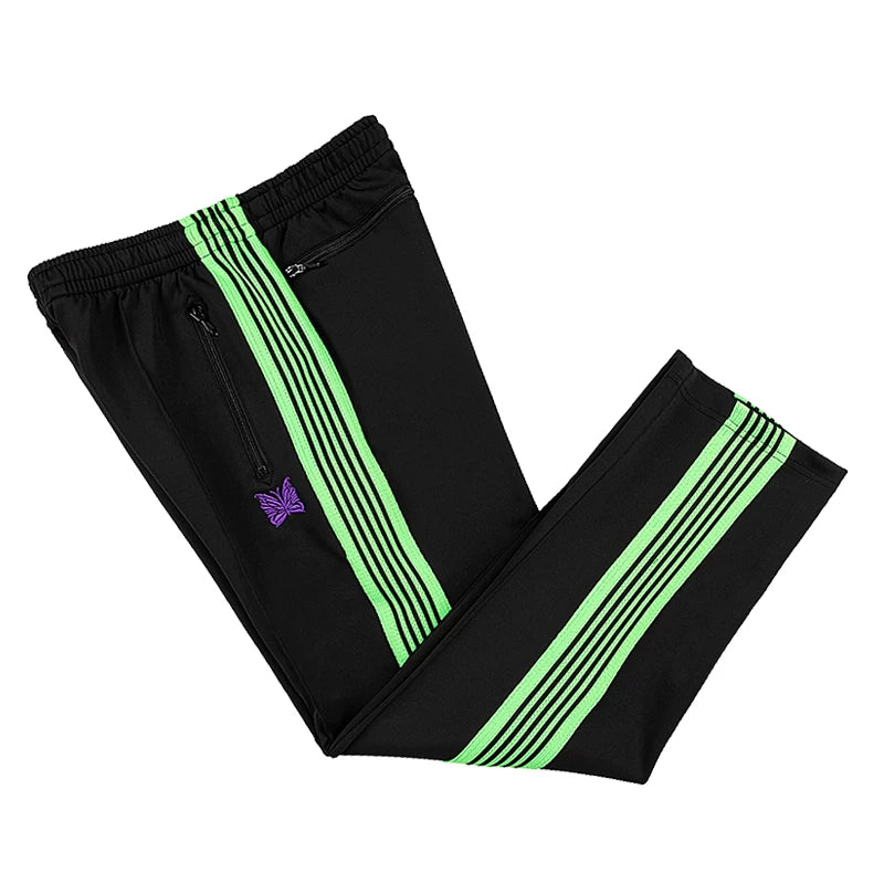 Needles Inspired Butterfly Embroidery Striped Straight Track Pants