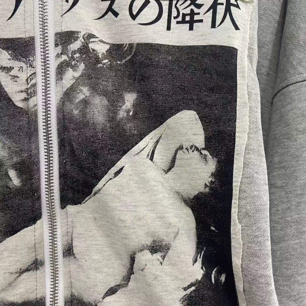 ERD Melancholy Grey Oversized Assemblage Graphic Hoodie