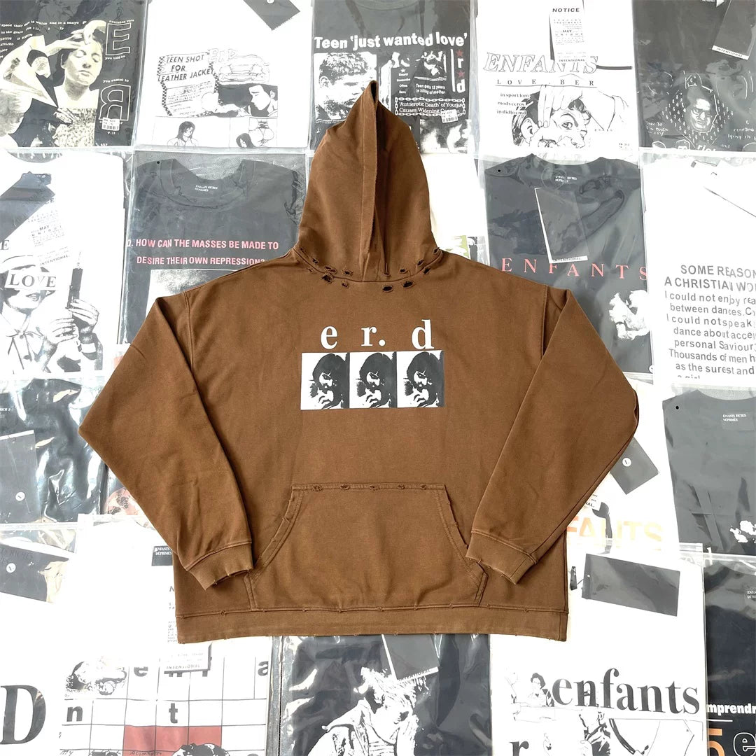 ERD melancholic Washed Fleece Oversized Graphic Hoodie