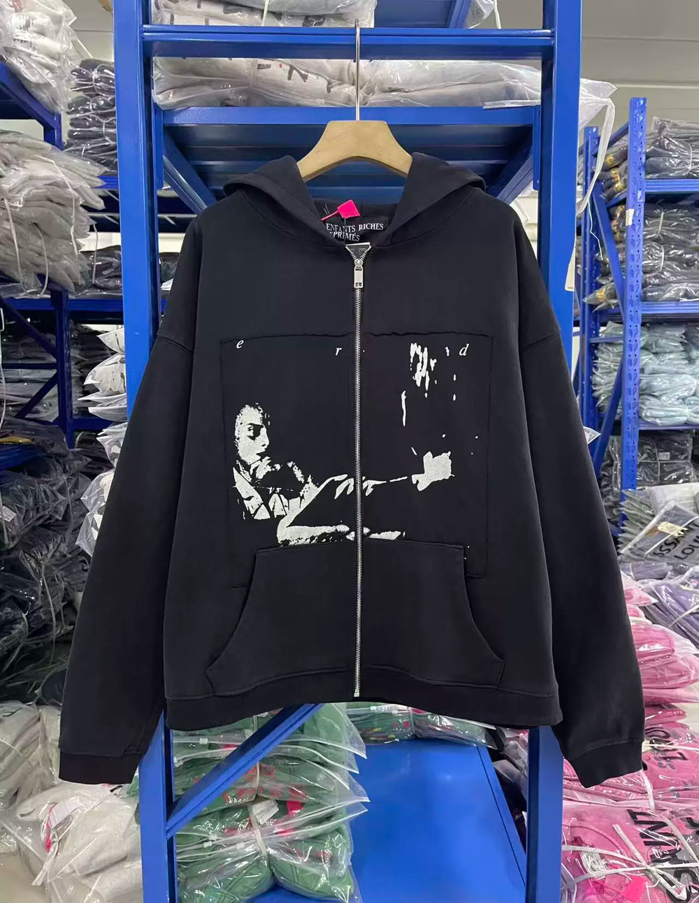ERD Vintage Portrait Graphic Loose Zip Up Hoodie