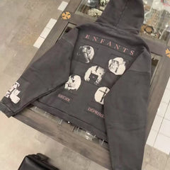 ERD Vintage Washed Black Oversized Zip Up Hoodie