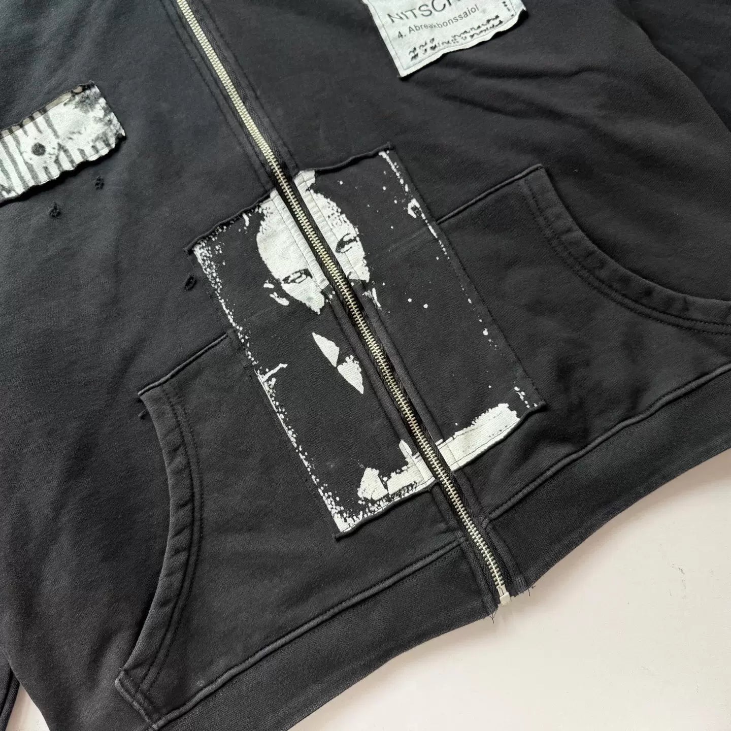 Enfants Riches Deporimes Vintage Washed Black Patchwork Hoodie
