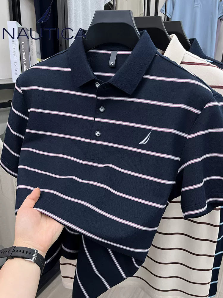 Nautica Style Striped Cotton Modal Polo Shirt