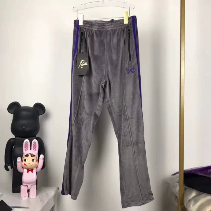 Needles Style Velour Butterfly Embroidered Track Pants