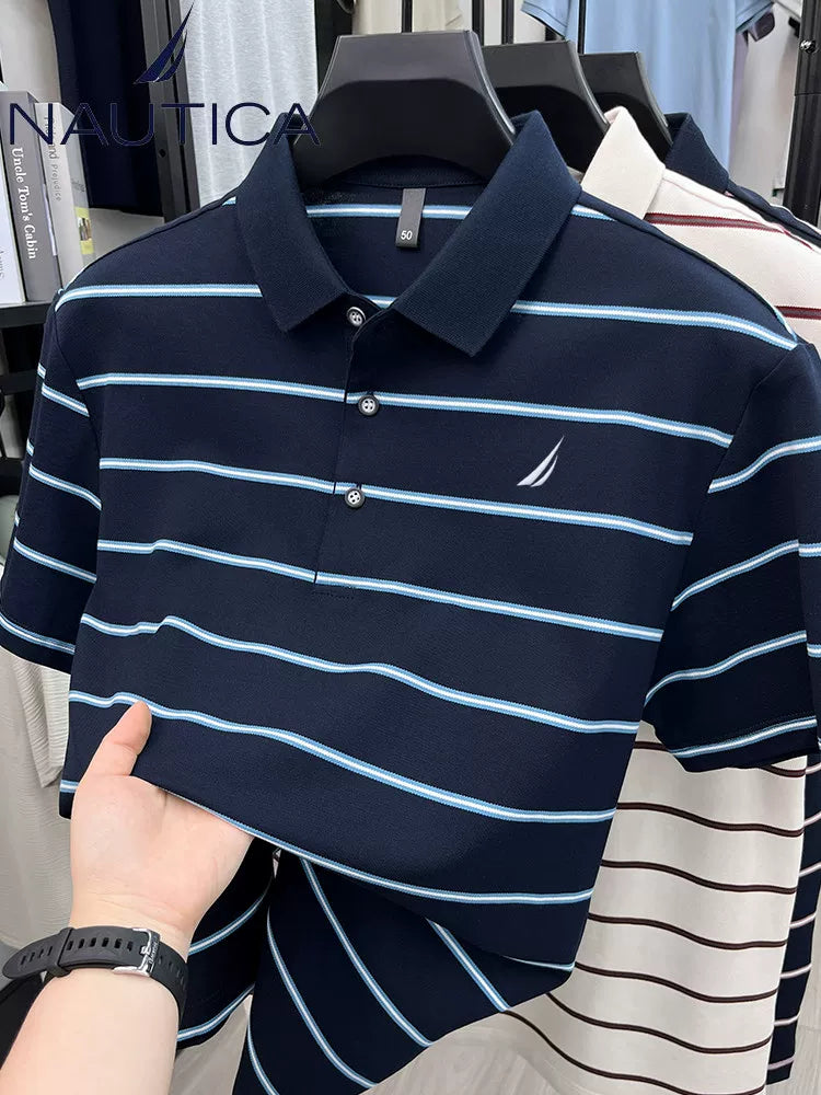 Nautica Style Striped Cotton Modal Polo Shirt