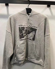 ERD Melancholy Grey Oversized Assemblage Graphic Hoodie