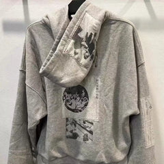 ERD Melancholy Grey Oversized Assemblage Graphic Hoodie