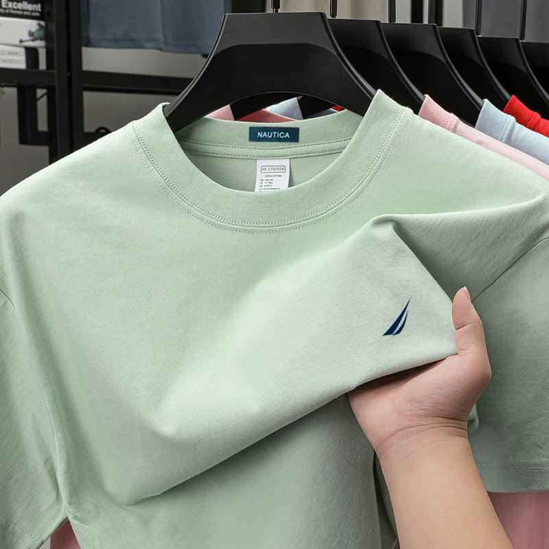 Nautica Style Heavyweight Cotton Casual Blank Tee
