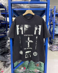 ERD melancholic  Streetwear Washed Black Portrait Printed Tee