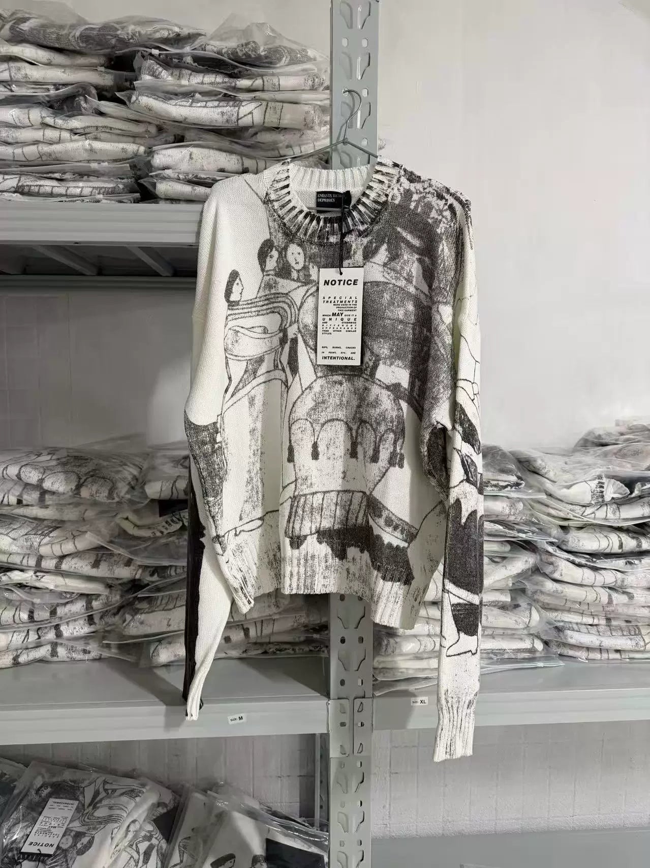 ERD Vintage Oversized Jacquard Knit Crewneck Sweater