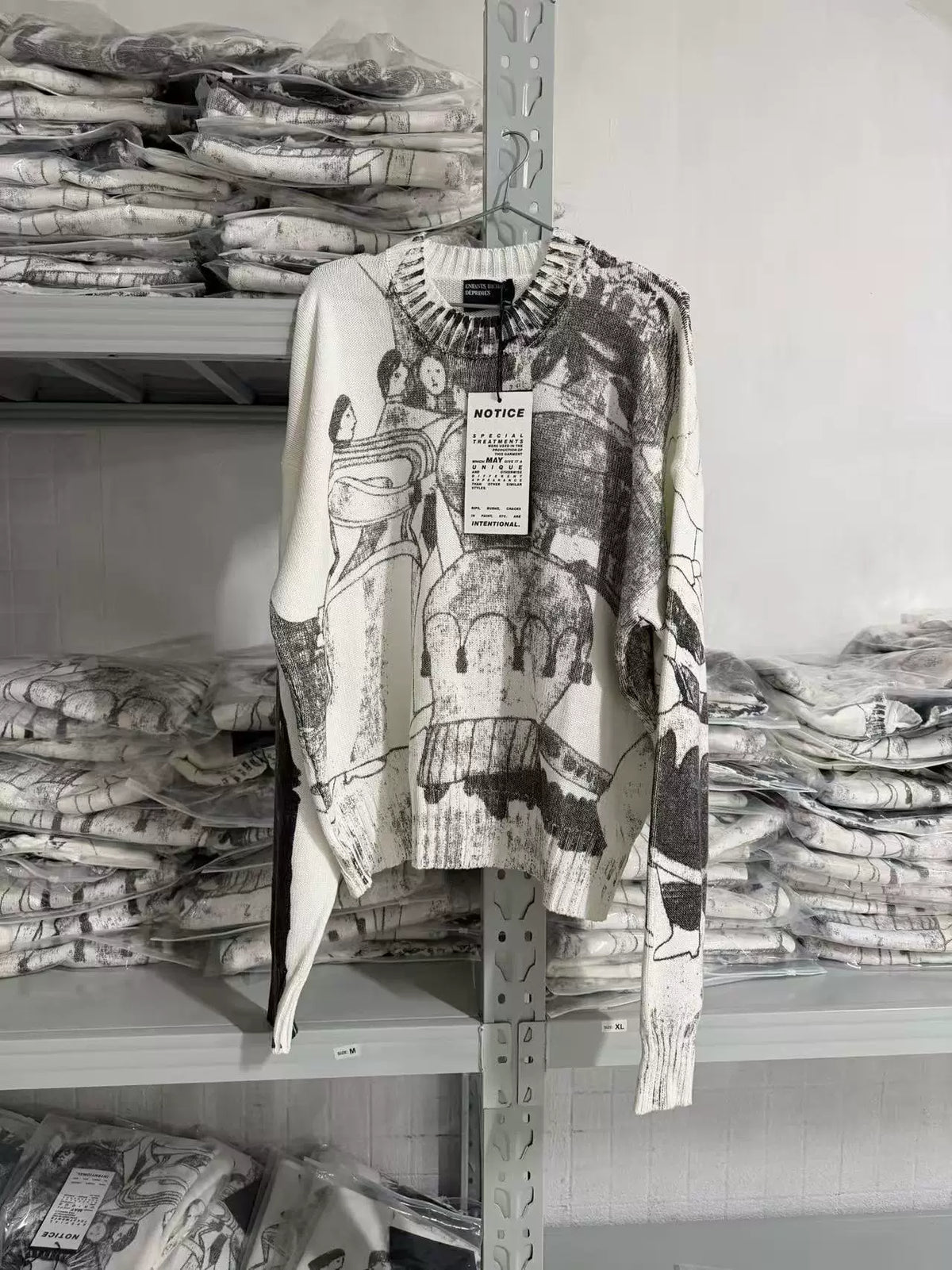 ERD Vintage Oversized Jacquard Knit Crewneck Sweater