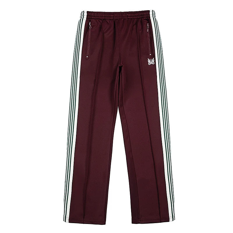 Needles Style Butterfly Embroidered Stripe Track Pants