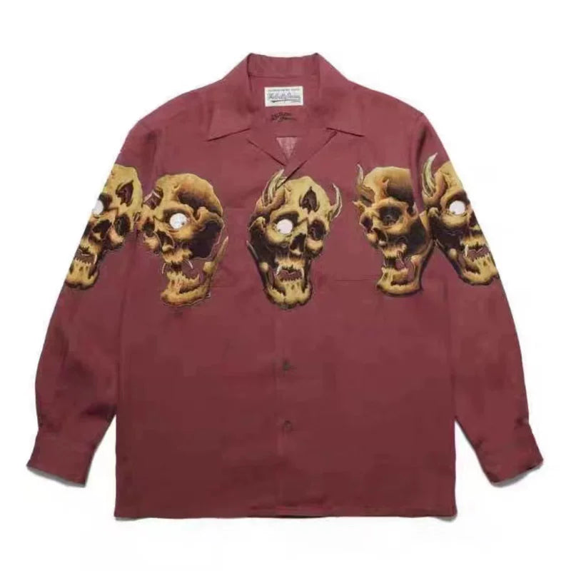 WACKO MARIA Check Open Collar Long Sleeve Shirt