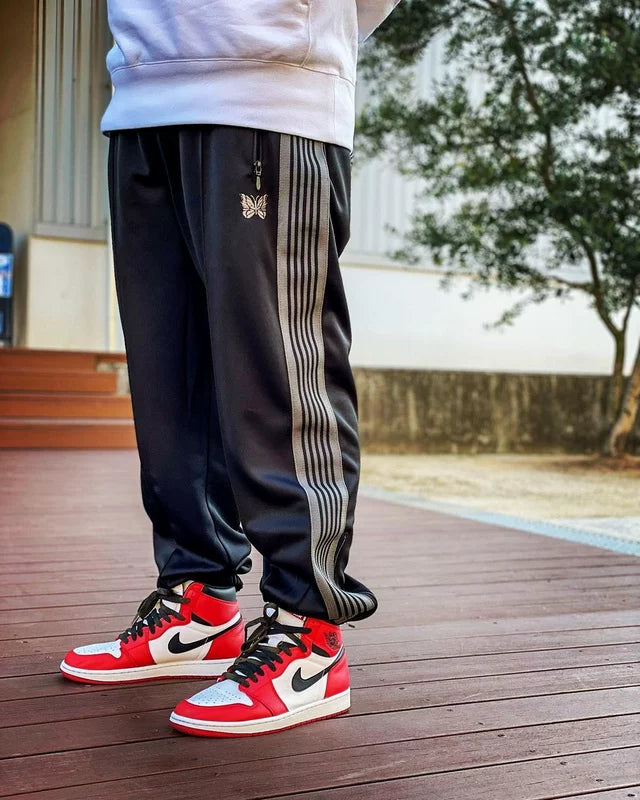 Needles Style Zipper Split Cuff Striped Track Pants