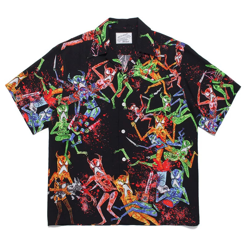 WACKO MARIA Inspired Hawaiian Cuban Collar Wolf Shirt
