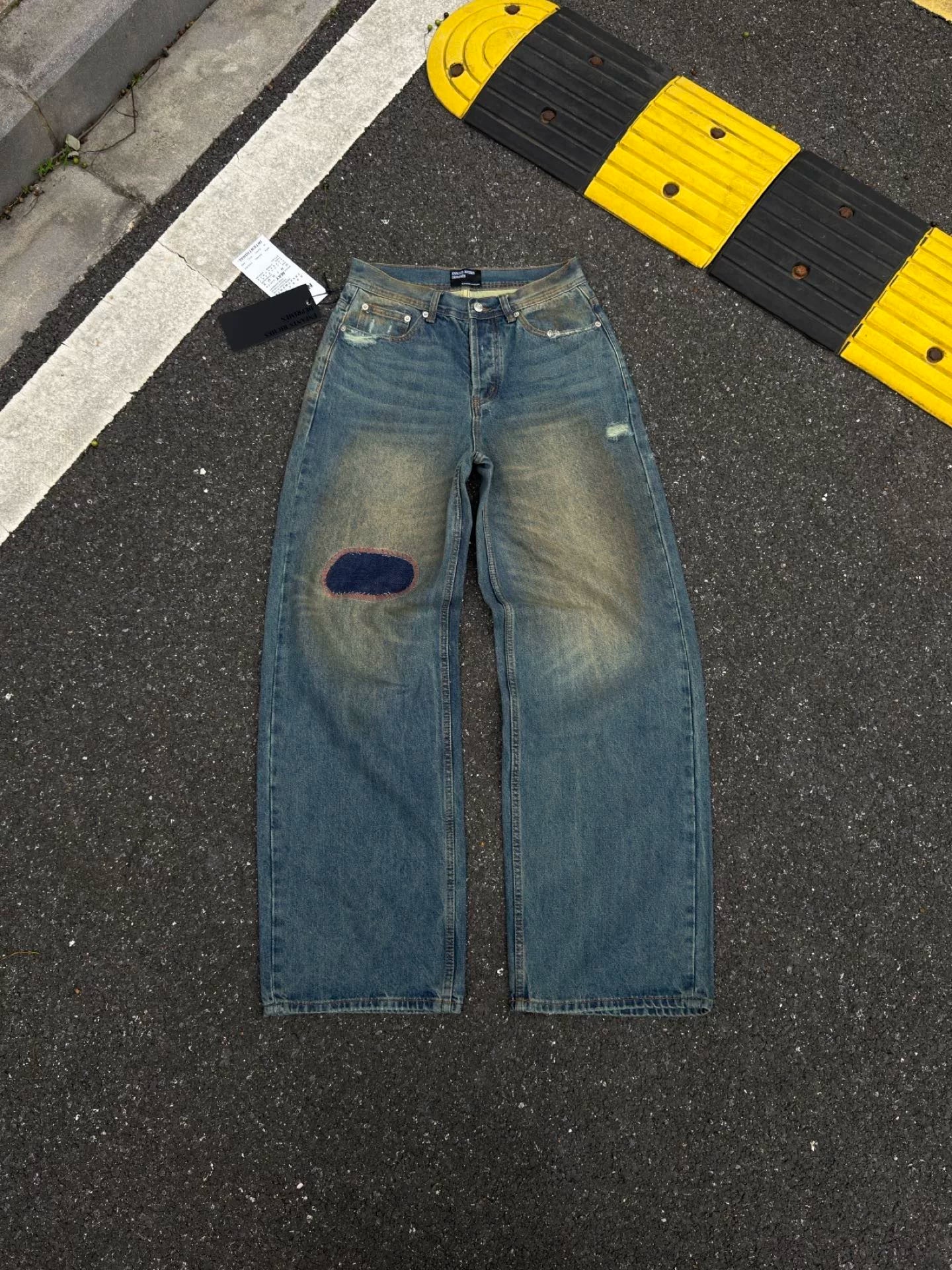 Erd's melancholic second-generation Vintage Washed Blue Patchwork Jeans