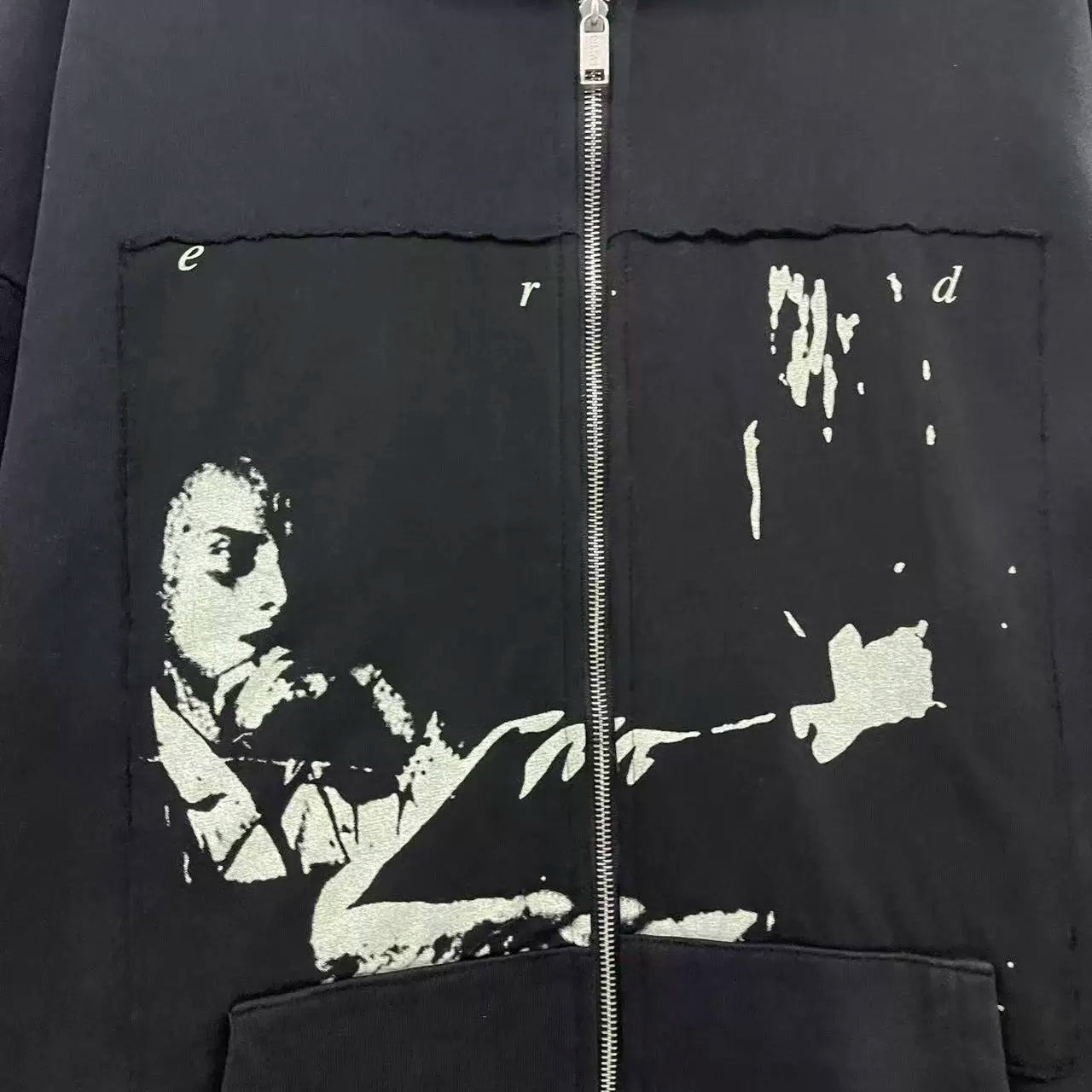 ERD Vintage Portrait Graphic Loose Zip Up Hoodie