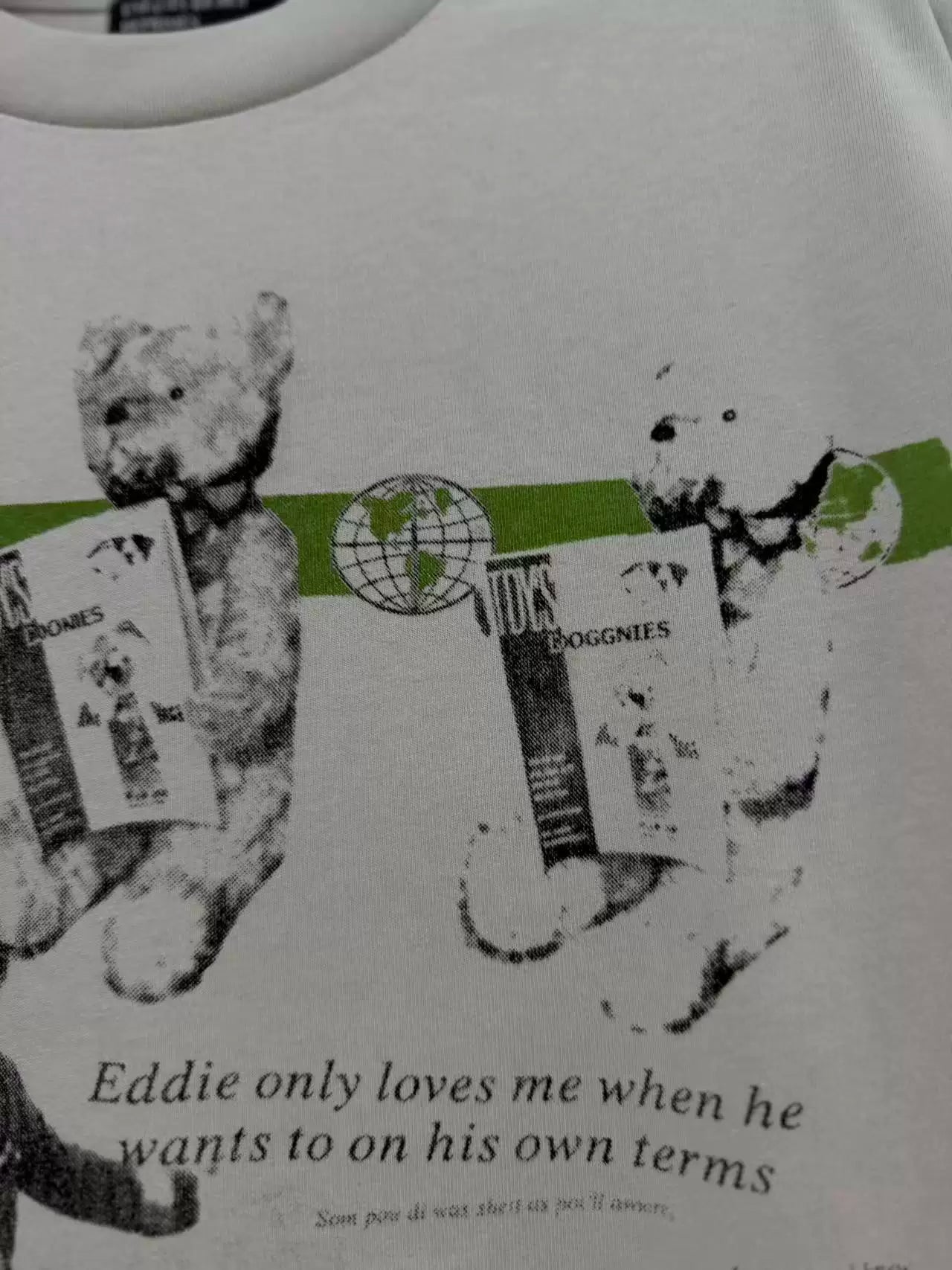 ERD Vintage Cartoon Print Cement White Loose Long Tee