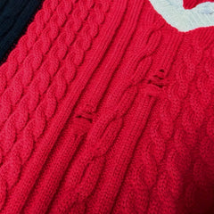 ERD's melancholic American Retro Contrast Stitching Sweater