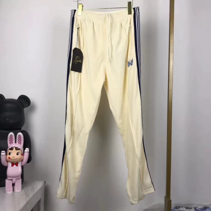 Needles Style Velour Butterfly Embroidered Track Pants