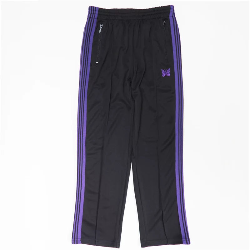 Needles Style Butterfly Embroidered Stripe Track Pants