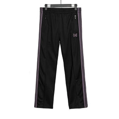 Needles Style Butterfly Embroidered Stripe Track Pants