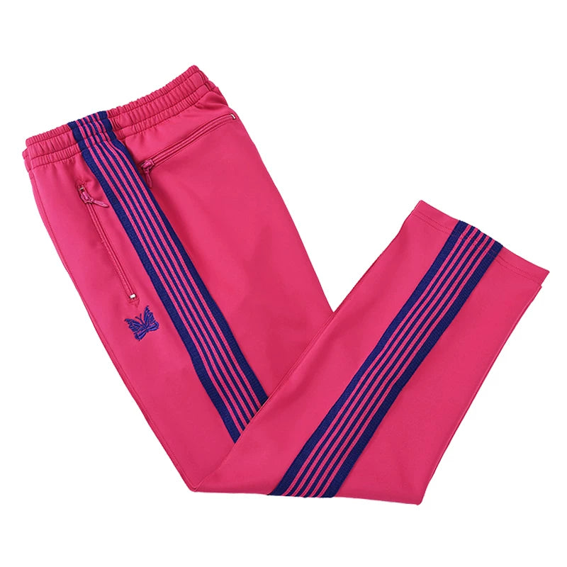 Needles Inspired Butterfly Embroidery Striped Straight Track Pants