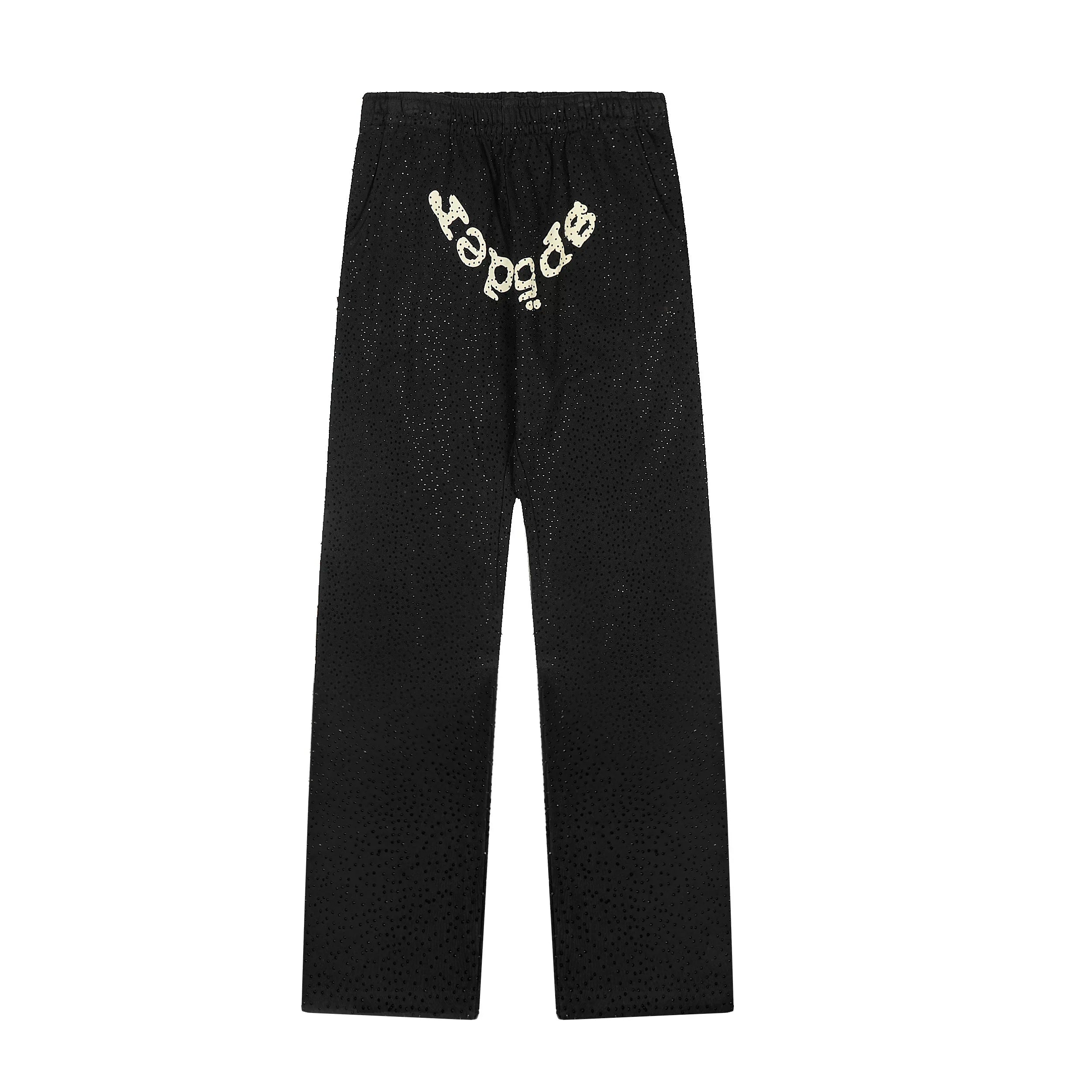 Sp5der Rhinestone Letter Graphic Black Casual Sweatpants