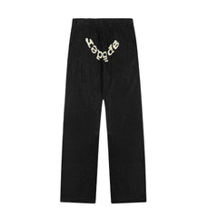 Sp5der Rhinestone Letter Graphic Black Casual Sweatpants