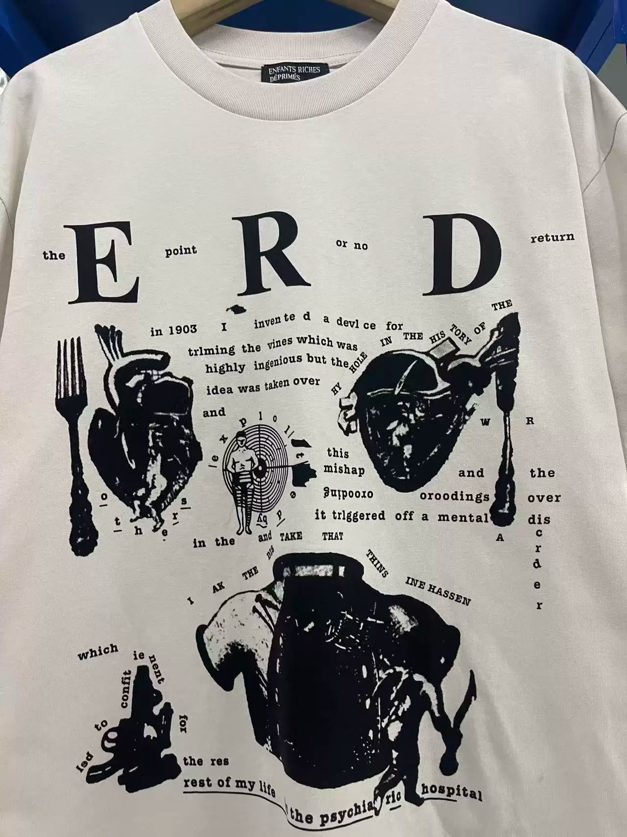 ERD Inspired Slogan Graphic Cement White Oversized Tee