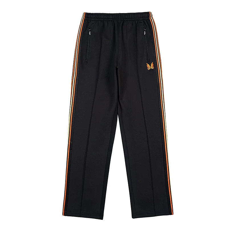 Needles Style Butterfly Embroidered Stripe Track Pants