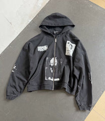 Enfants Riches Deporimes Vintage Washed Black Patchwork Hoodie